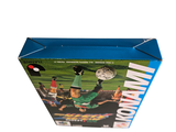 a blue box with a picture of a soccer player on it