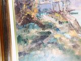 a picture of a painting of a castle on a hill
