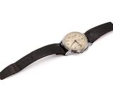an image of a wrist watch with a black leather strap