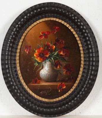 une image d'une peinture de fleurs dans un vase