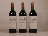 trois bouteilles de vin sont alignées sur une table