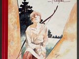 the cover of a book with a picture of a woman leaning against a tree