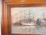 a picture of a painting of a ship in the water
