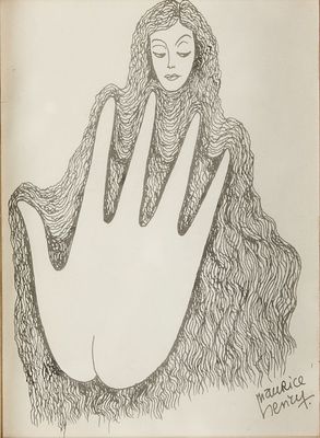 une image représentant le dessin d'une femme aux cheveux longs portant sa main à son visage