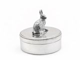 boîte à bijoux en forme de lapin plaquée argent, avec bordure perlée