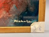 une image d'une photo d'un tableau représentant une vague rouge et bleue