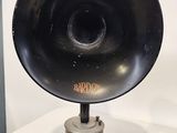 a black object that is on display on a table