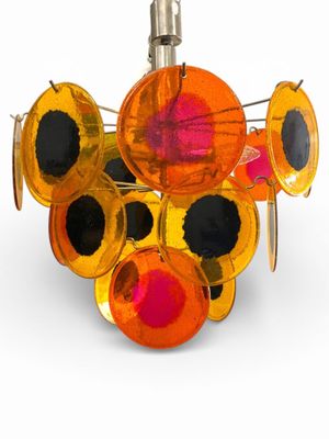 Lustre plafonnier en acier orné de disques en plexiglas oran…