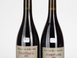deux bouteilles de vin posées l'une à côté de l'autre sur une surface blanche