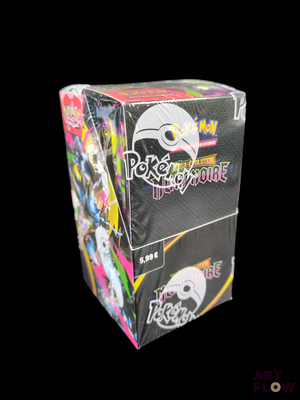 a box of pokemon trading cards sitting on top of a table