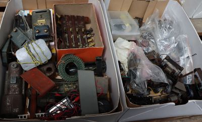 a box full of assorted items sitting on the floor