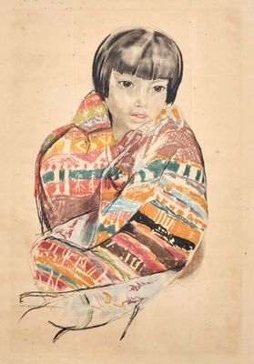 une image représentant le dessin d'une femme enveloppée dans une couverture