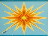 peinture représentant une étoile jaune sur fond bleu, entourée d'une bordure bleue