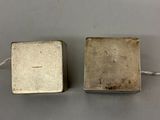 pair of antique silver plated square candles with rope