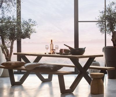 Ensemble table et banc de jardin WOOOD , plateau et assises …