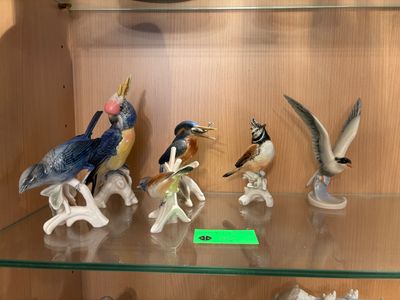 Dans le goût de COPENHAGUE, six oiseaux en porcelaine polychromeH. ma - Photo 1