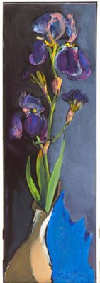 Patrick DUPRETZ (né en 1951). "Iris violets", huile sur toil…