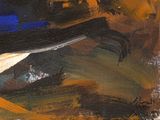 an image of a painting of a bird flying over a field
