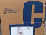 cardboard box with a picture of a baby ' s highchair in it