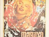 une vieille affiche de cinéma représentant Marilyn Monroe, dans un cadre blanc