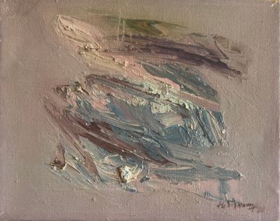 an oil painting of a painting of a bird on a white surface