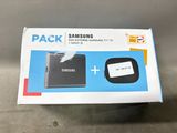 emballage d'un téléphone portable Samsung sur lequel est apposé un autocollant