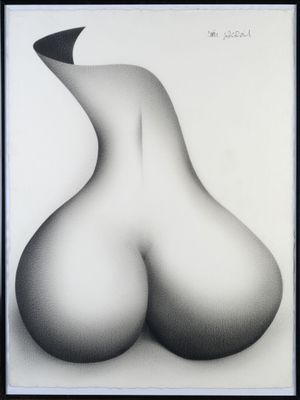 Joël LACROIX (1931- ) "Nu de dos" Huile sur papier, SHD.