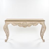 Console rectangulaire en bois laqué ceinture sculpté d'un mé… (photo 3)