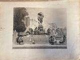 une image représentant un dessin d'une fontaine entourée de personnes