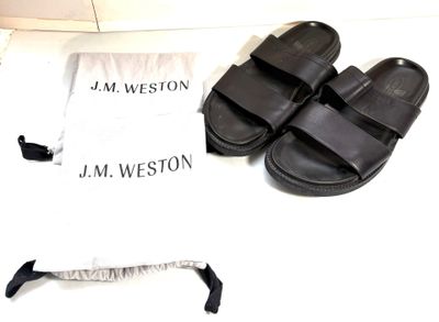 WESTON - Paire de mules en cuir noir à double bride pour hom…