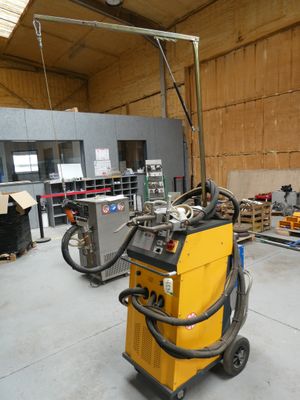 a machine that is sitting inside of a building