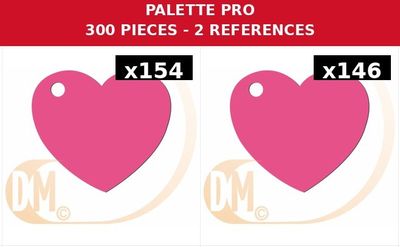a pair of pink heart shaped tags on a white background