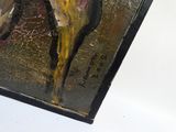 a painting of a horse that is painted on a piece of wood