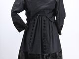 vintage black coat with black velvet trim and buttons