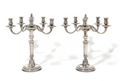 pair of silver plated candelabs with candlesticks