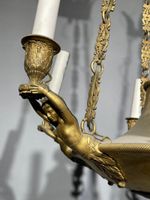 Suspension électrifiée en bronze et tôle doré à six bras de … (photo 3)