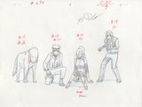 dessin représentant un groupe de personnes assises côte à côte sur un banc