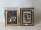 two framed pictures of a woman and a man on the street
