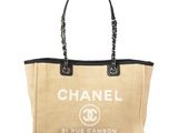 chanel jute canvas tote bag with chain handles