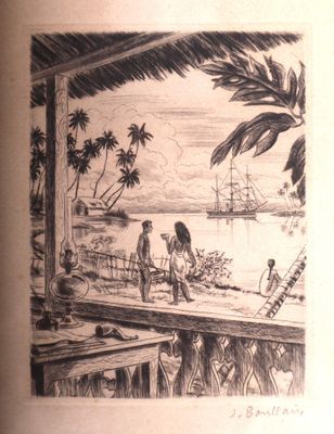 un dessin représentant un homme et une femme sur un quai