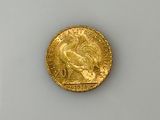 an image of a gold coin sitting on top of a white surface