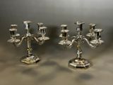 pair of silver plated candelabs with candlesticks