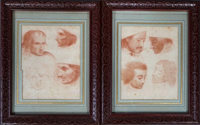 Ecole du XIXe. Etudes de têtes.