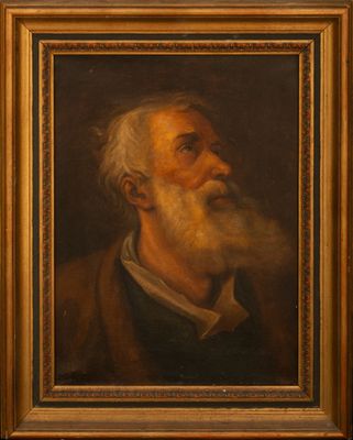 a painting of an old man with a beard and a white beard