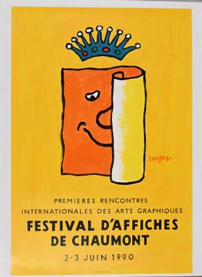 affiche jaune sur laquelle est dessiné une couronne posée sur un rouleau de papier toilette