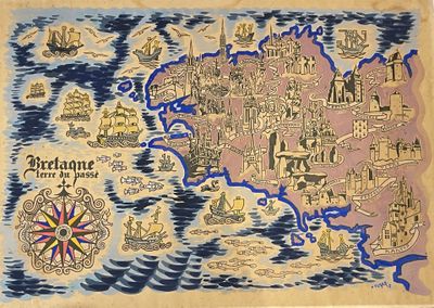 une vieille carte de l'Irlande sur laquelle figurent de nombreux bâtiments