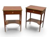pair of french bedside tables with brass inlays, late 19th century