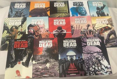 Les bandes dessinées « The Walking Dead » sont alignées sur un lit