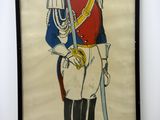 painting of a soldier in uniform holding a sword and a sword