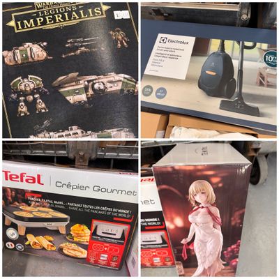 plusieurs photos d'articles divers dans un magasin, sur lesquels figure une étiquette de prix